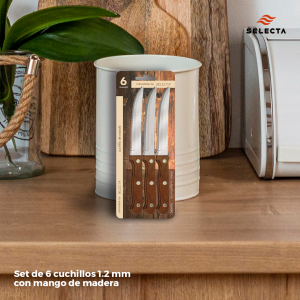 Set de 6 cuchillos para asado 1.2MM MANGO MADERA